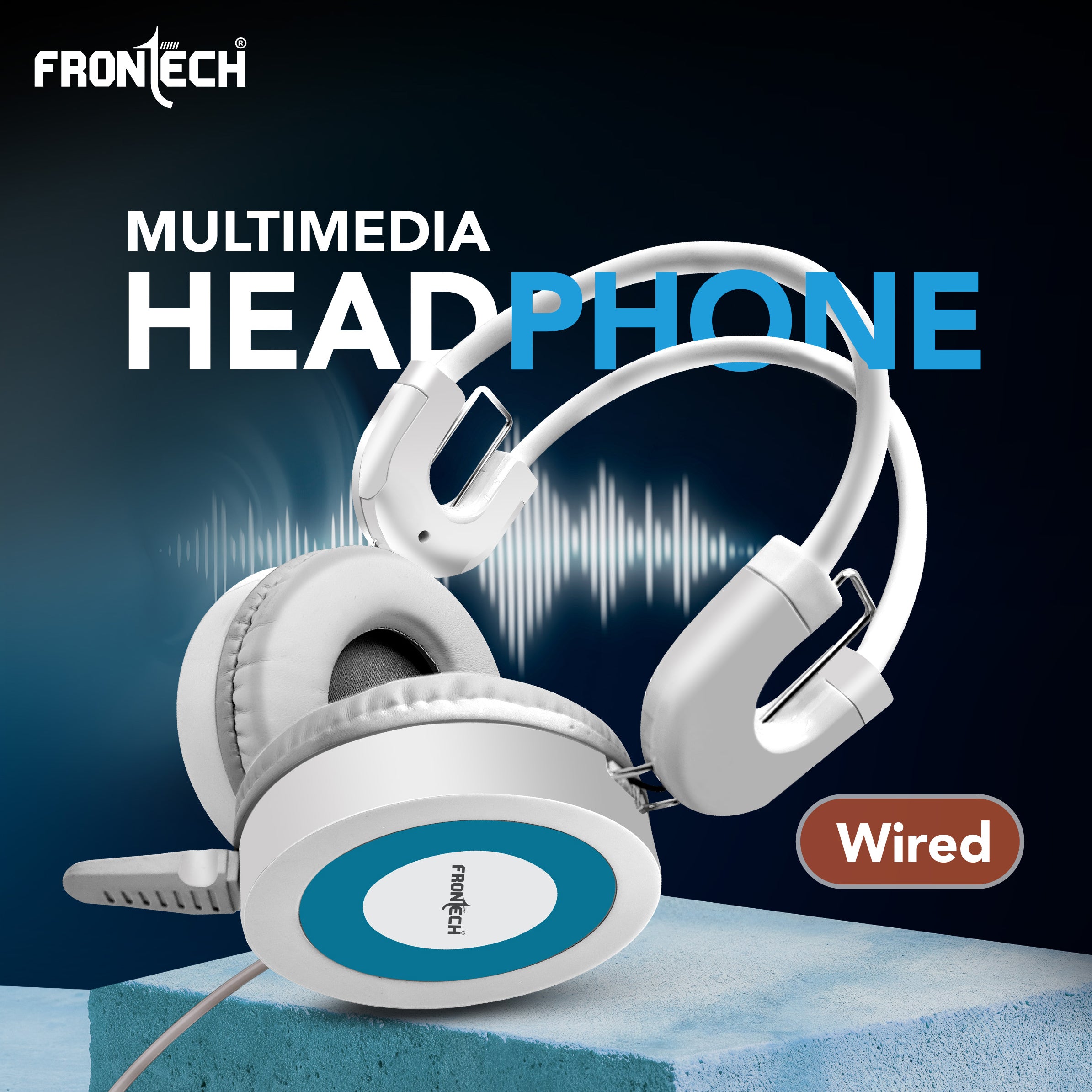 Frontech Wired Over-Ear Multimedia Headphones with Mic | 3.5mm single Audio Jack| Adjustable Headband & Soft Cushions | Compatible with PC, Laptop & Mobile – White & Blue (HF-3452) Frontech Wired Over-Ear Multimedia Headphones with Mic | 3.5mm single Audio Jack| Adjustable Headband & Soft Cushions | Compatible with PC, Laptop & Mobile – White & Blue (HF-3452)